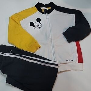 DISNEY x ADIDAS Mickey Mouse TrackSuit Stripes Peace Colorblock Zip Jacket Pants